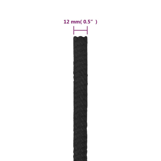 Båttau helsvart 12 mm 100 m polypropylen
