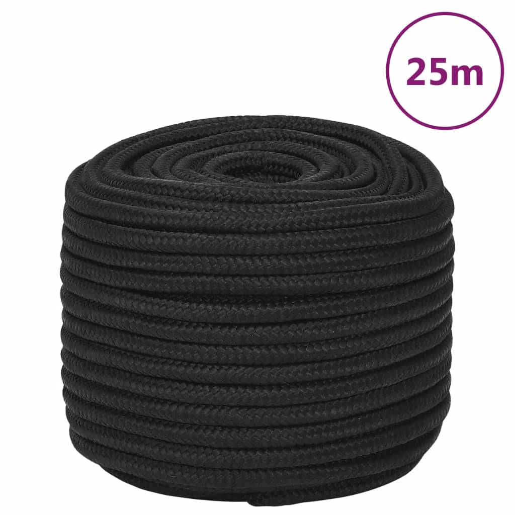 Båttau helsvart 14 mm 25 m polypropylen vidaXL