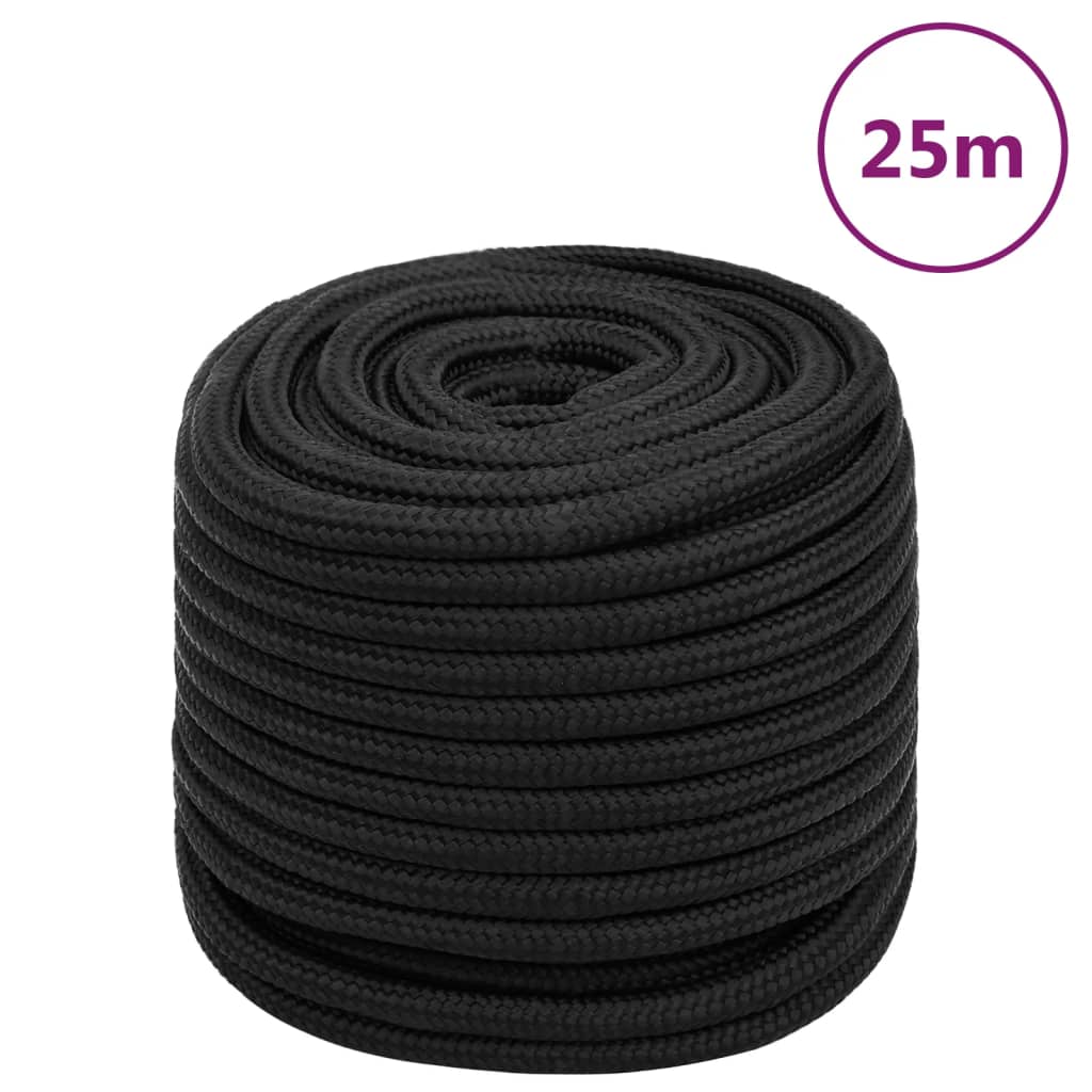 Båttau helsvart 16 mm 25 m polypropylen vidaXL