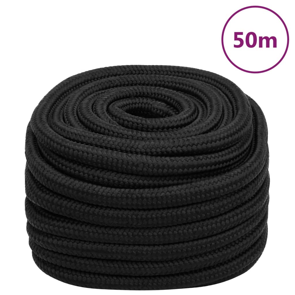 Båttau helsvart 20 mm 50 m polypropylen vidaXL