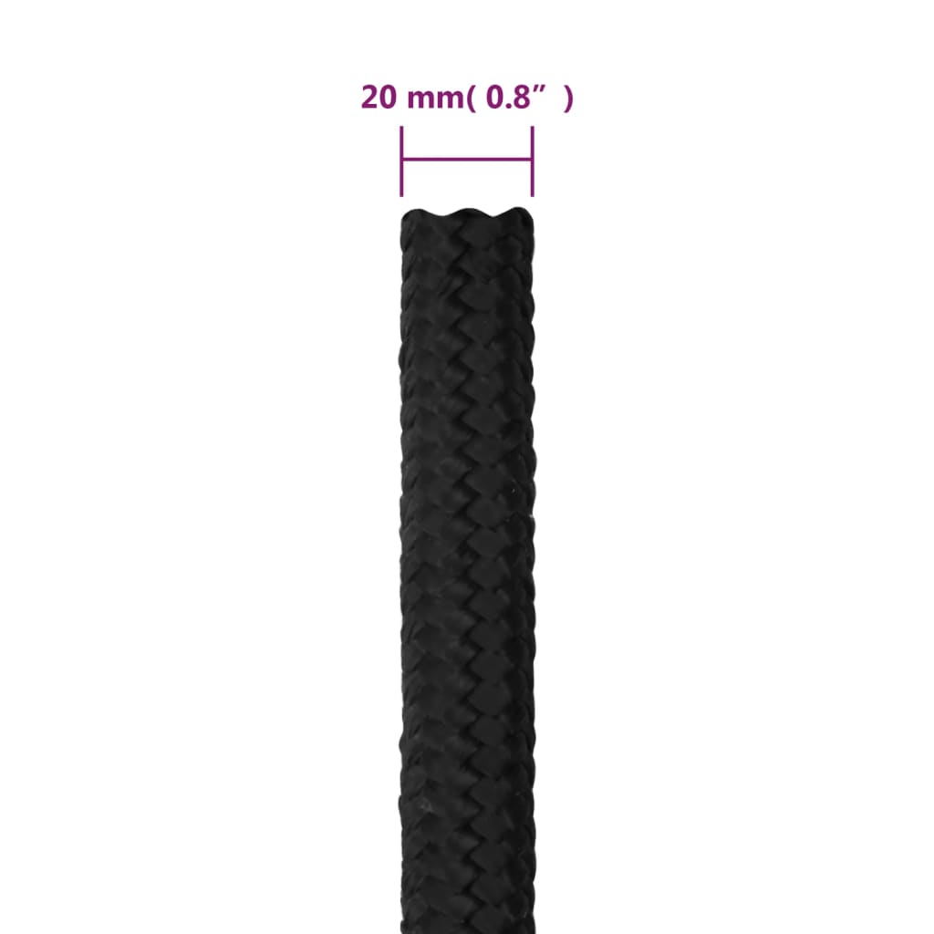 Båttau helsvart 20 mm 50 m polypropylen vidaXL