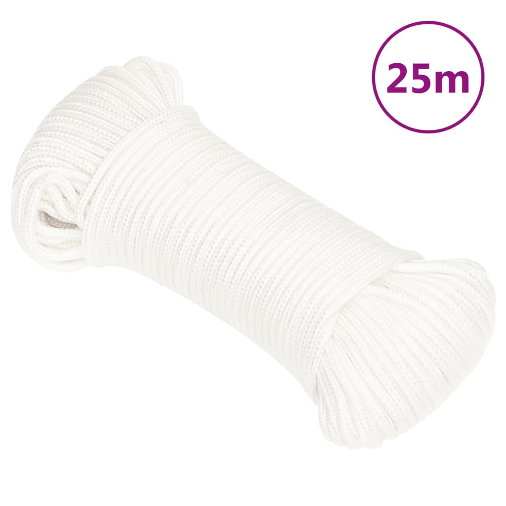 Båttau helhvit 4 mm 25 m polypropylen vidaXL