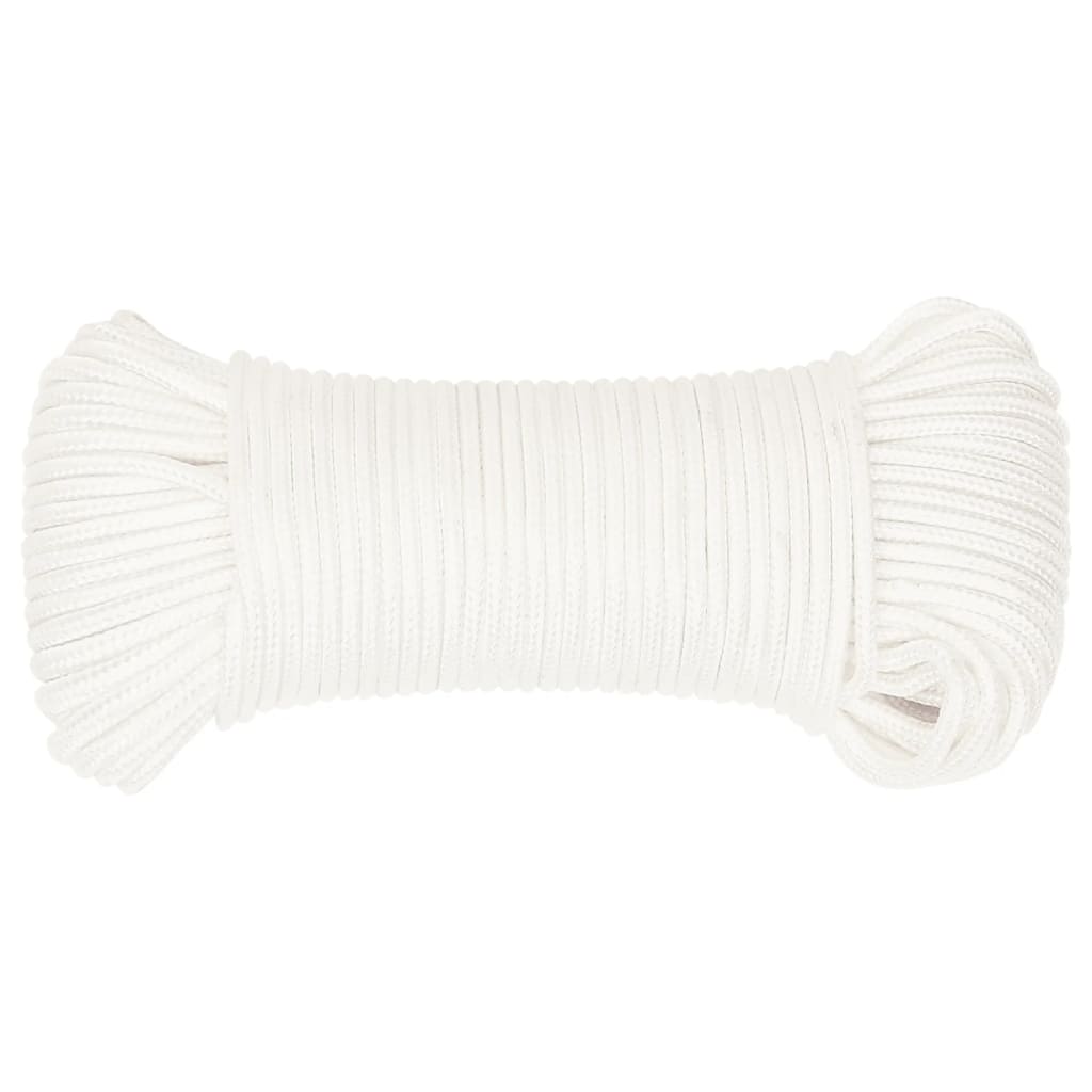 Båttau helhvit 4 mm 25 m polypropylen vidaXL