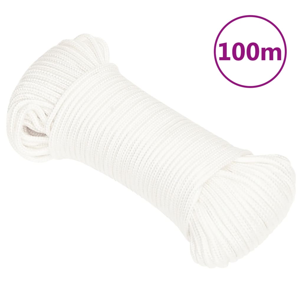 Båttau helhvit 4 mm 100 m polypropylen