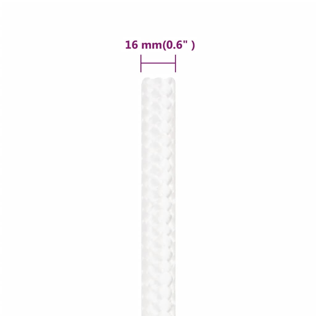 Båttau helhvit 16 mm 25 m polypropylen
