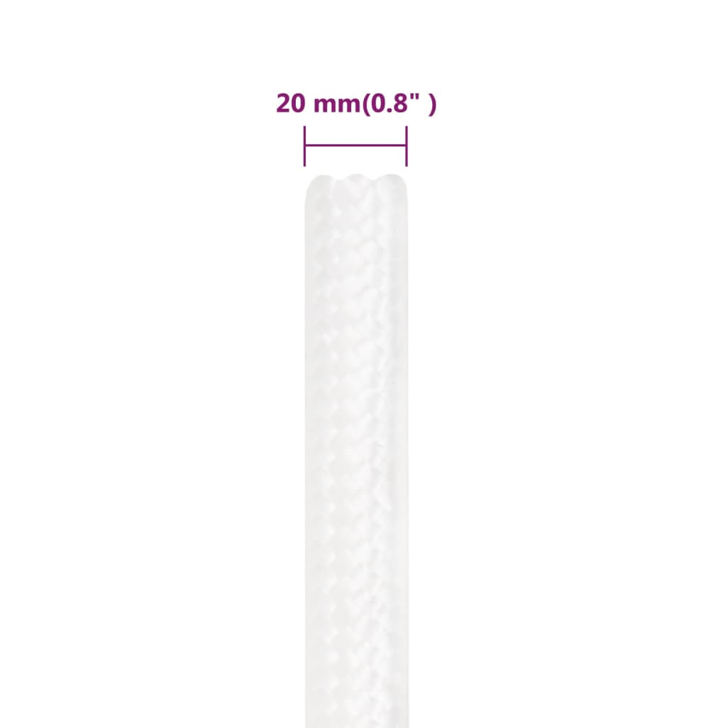 Båttau helhvit 20 mm 100 m polypropylen