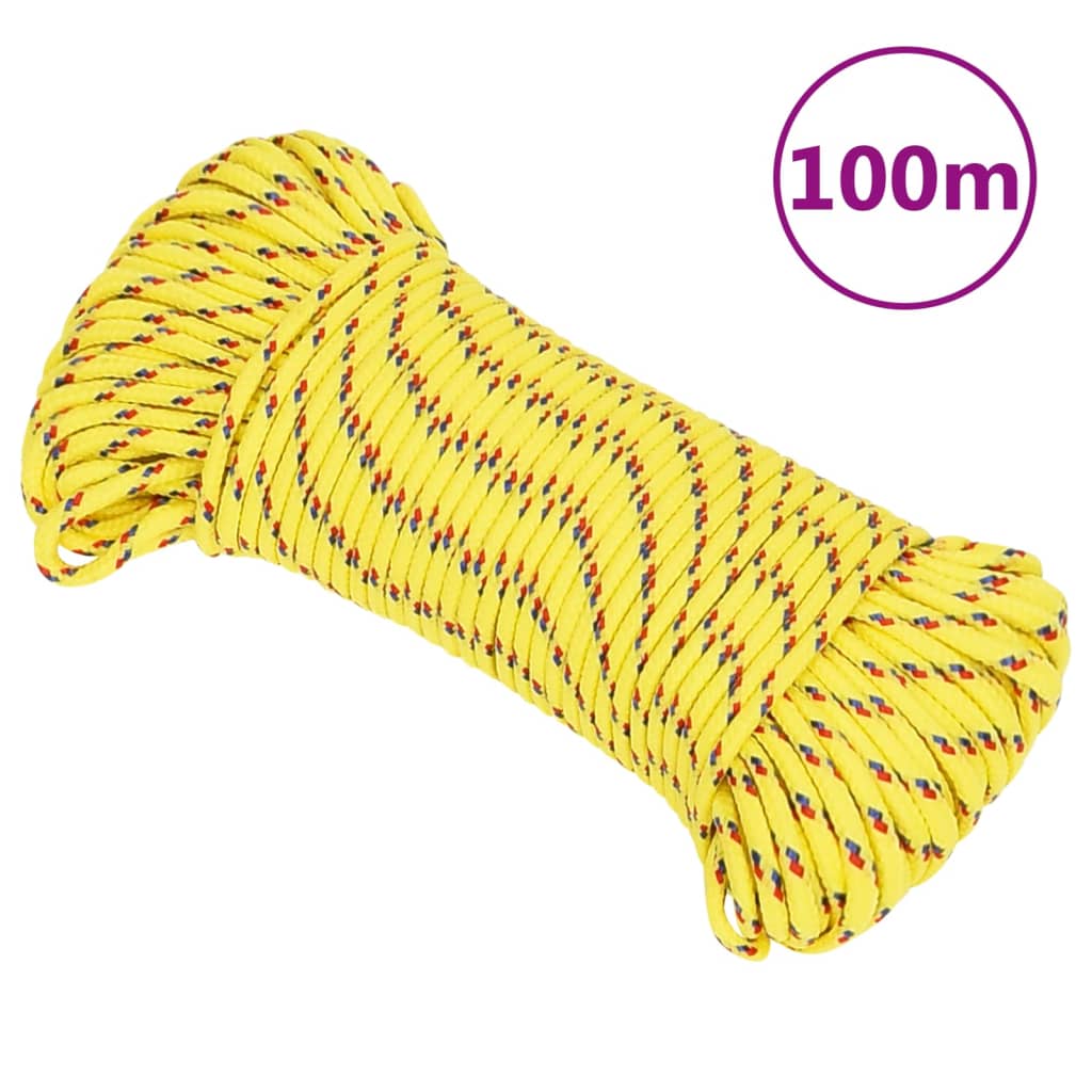 Båttau gul 5 mm 100 m polypropylen
