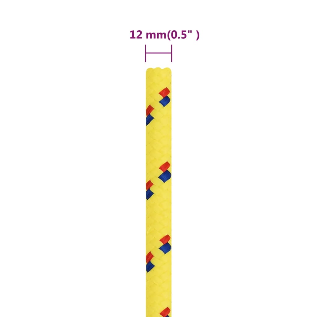 Båttau gul 12 mm 100 m polypropylen