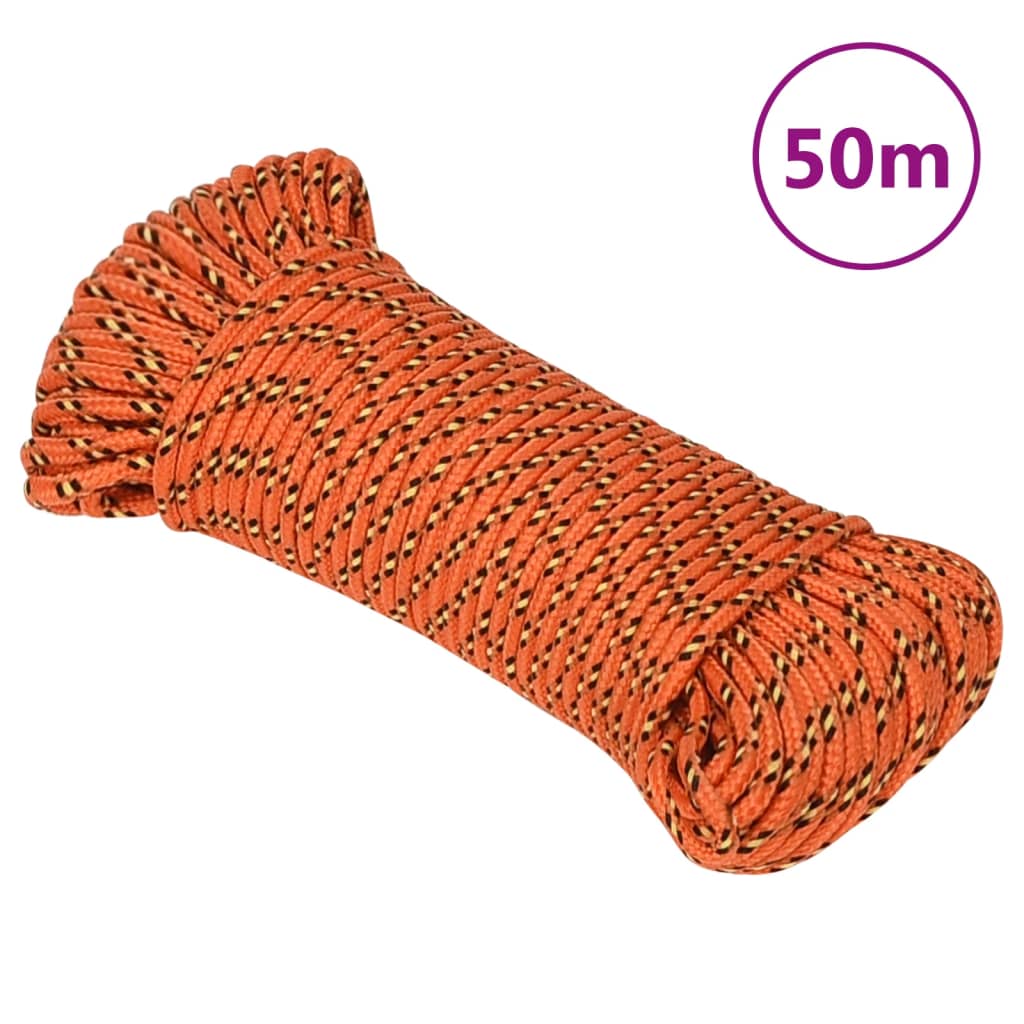 Båttau oransje 4 mm 50 m polypropylen vidaXL