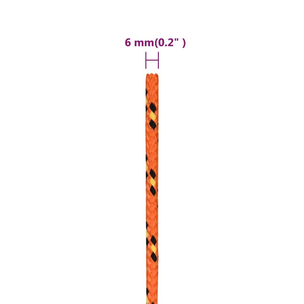 Båttau oransje 6 mm 100 m polypropylen