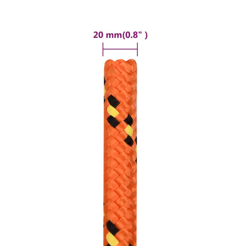 Båttau oransje 20 mm 25 m polypropylen vidaXL