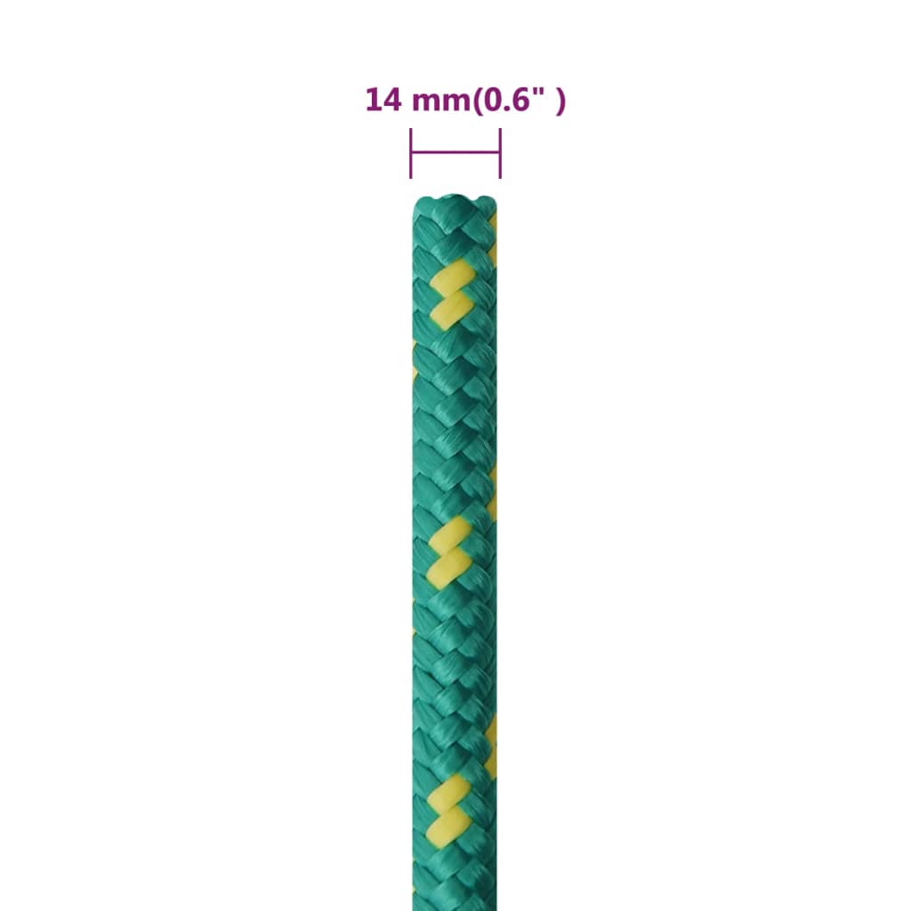 Båttau grønn 14 mm 25 m polypropylen