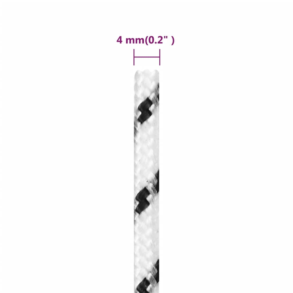 Flettet båttau hvit 4 mm x 25 m polyester vidaXL