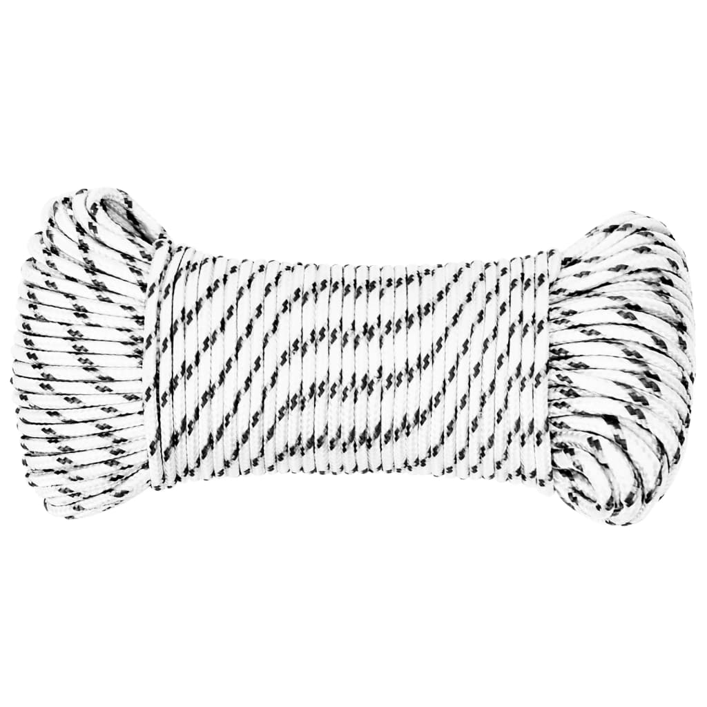 Flettet båttau hvit 4 mm x 100 m polyester