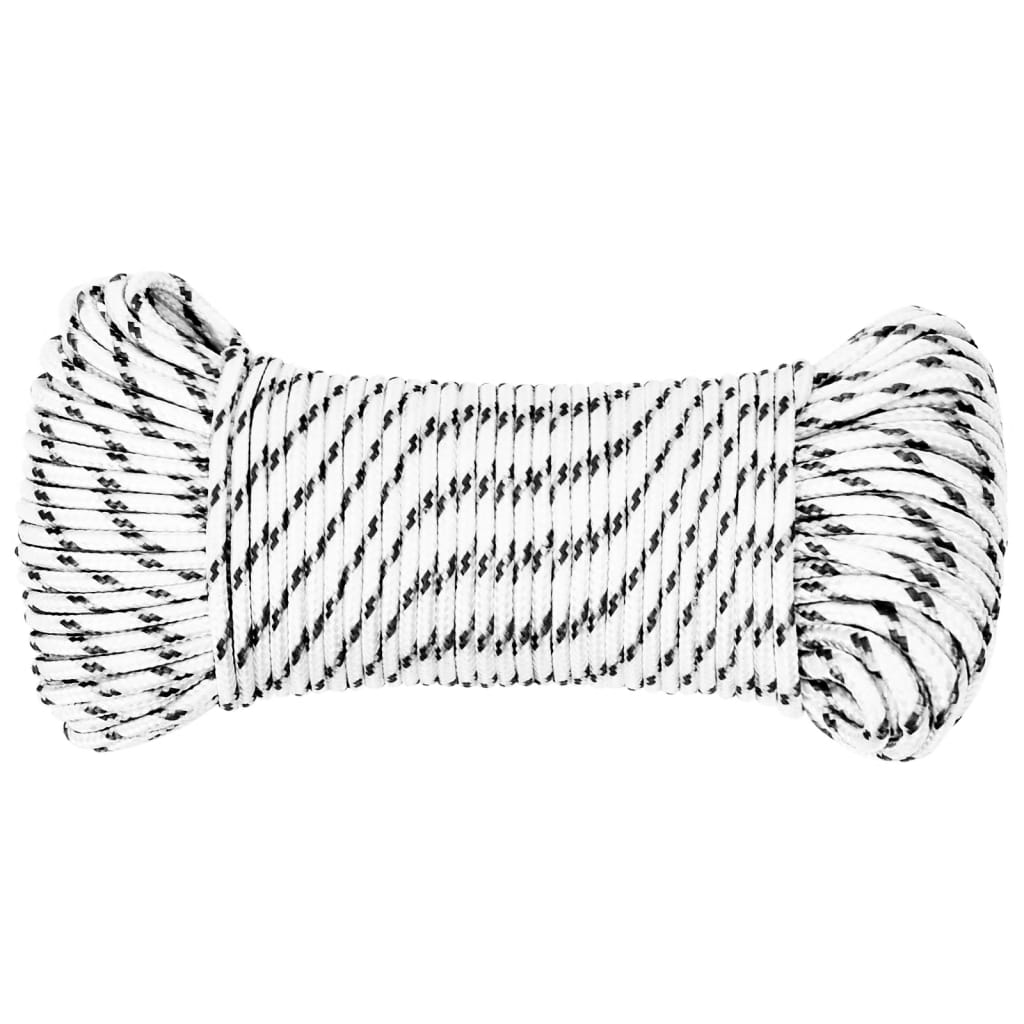 Flettet båttau hvit 5 mm x 25 m polyester