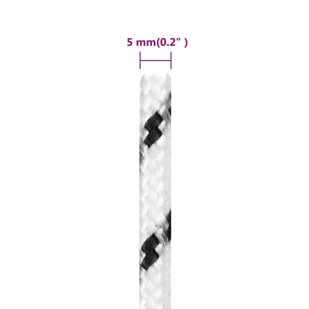 Flettet båttau hvit 5 mmx250 m polyester