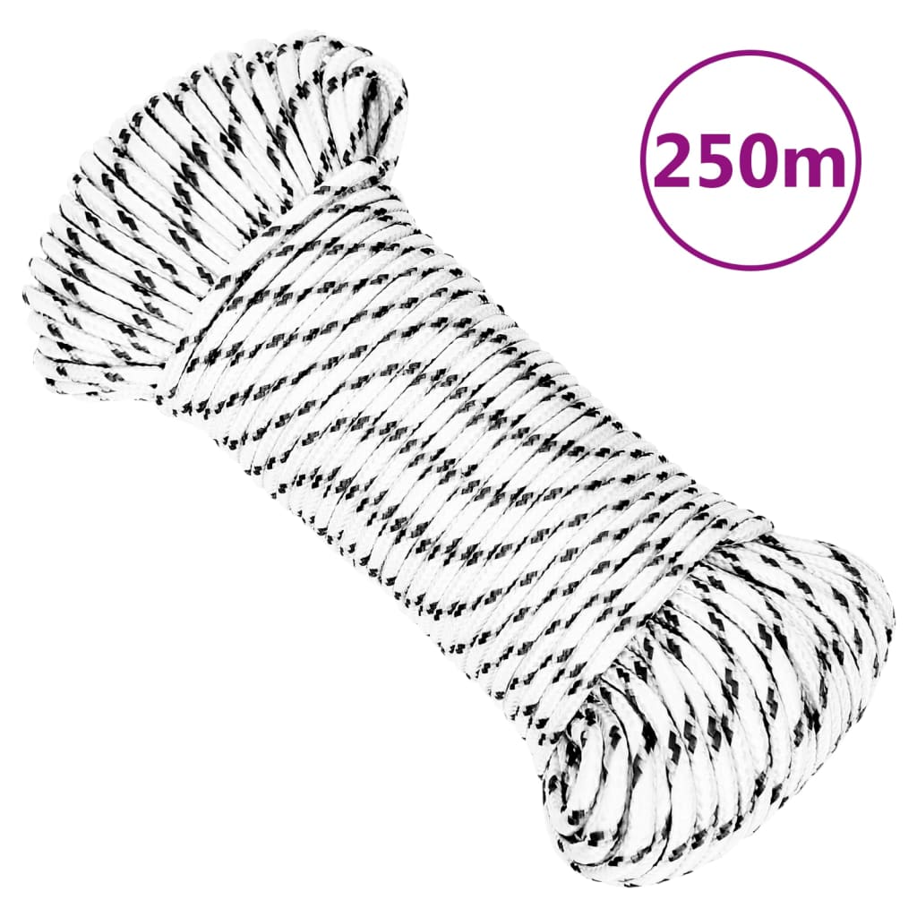 Flettet båttau hvit 5 mmx250 m polyester