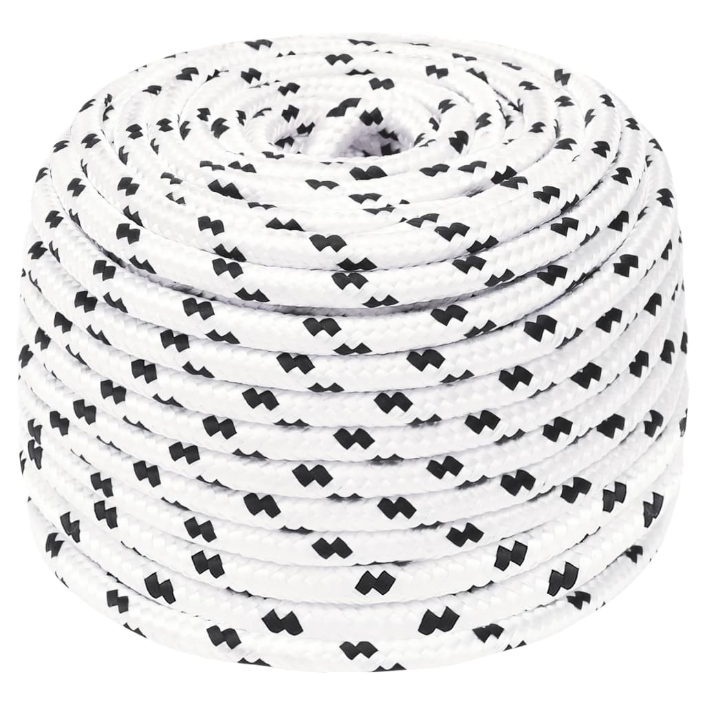 Flettet båttau hvit 6 mm x 25 m polyester vidaXL