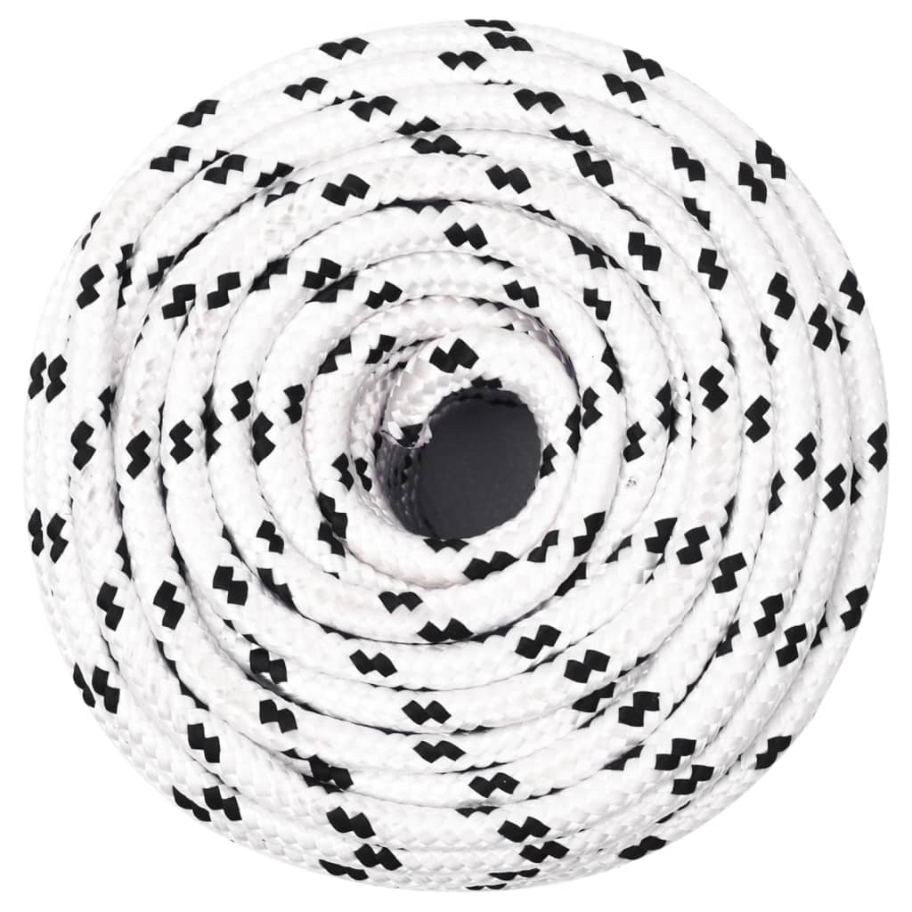 Flettet båttau hvit 6 mm x 25 m polyester vidaXL