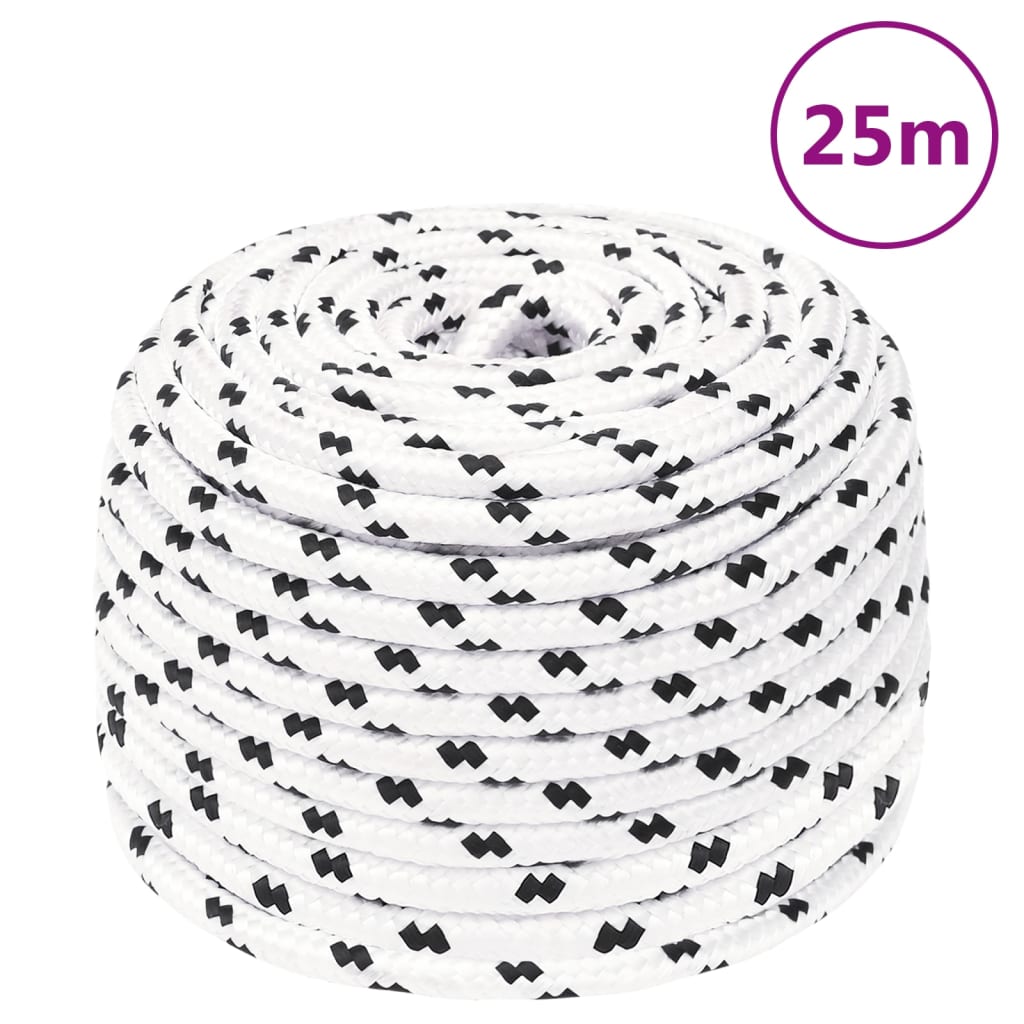 Flettet båttau hvit 6 mm x 25 m polyester vidaXL