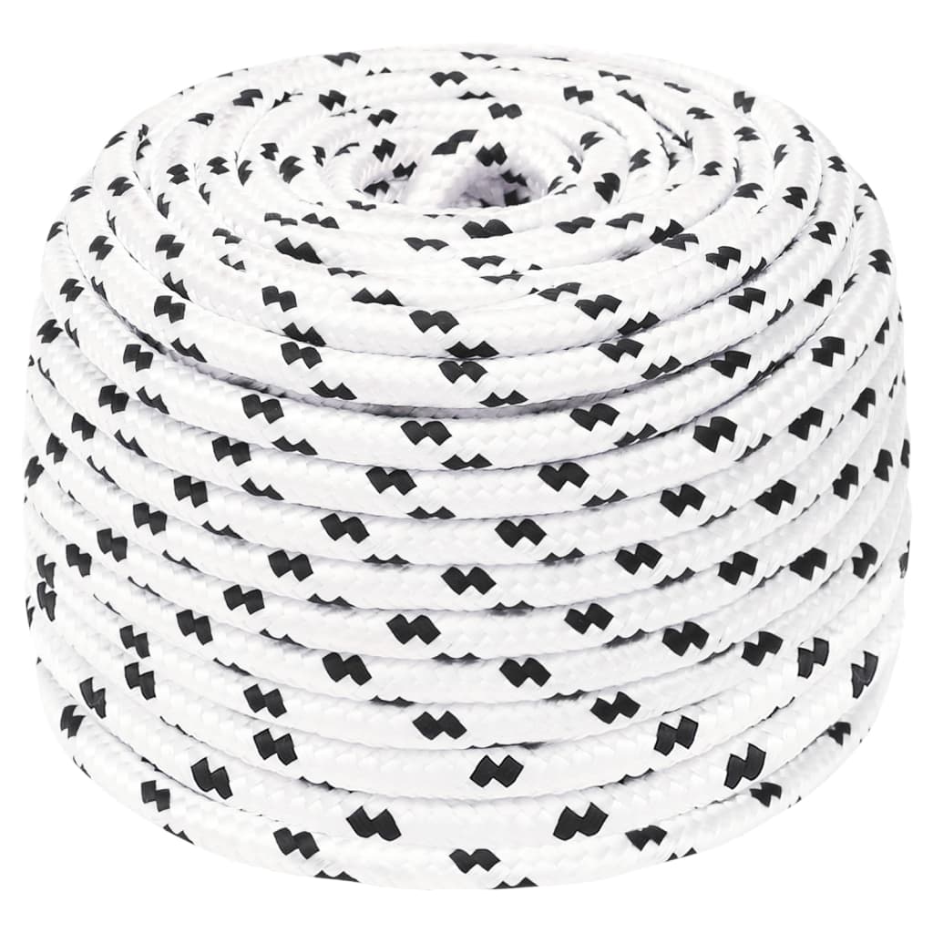 Flettet båttau hvit 8 mm x 25 m polyester vidaXL