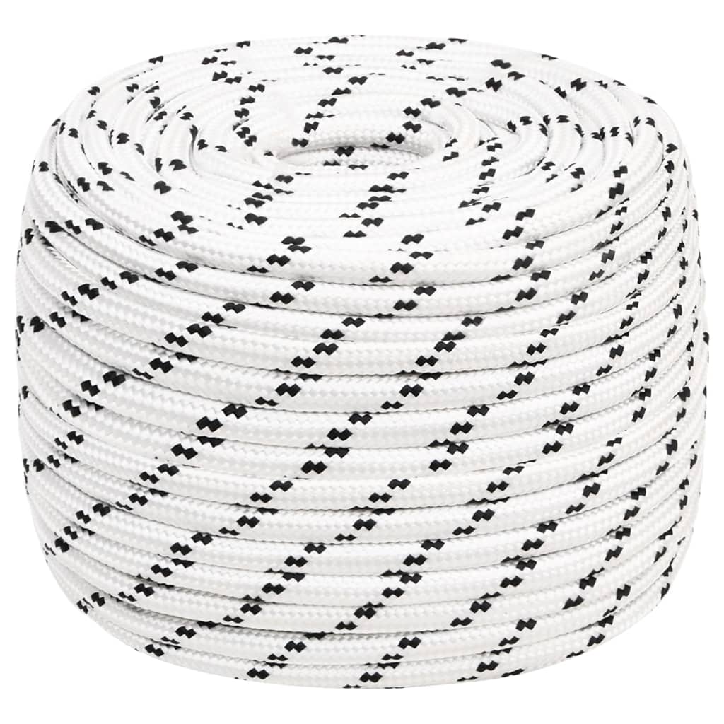 Flettet båttau hvit 12 mm x 25 m polyester vidaXL