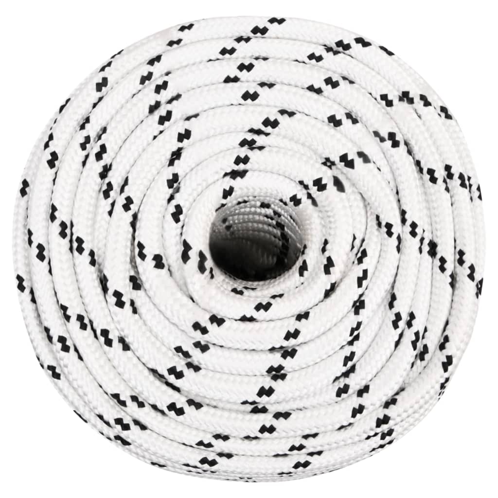 Flettet båttau hvit 12 mm x 25 m polyester