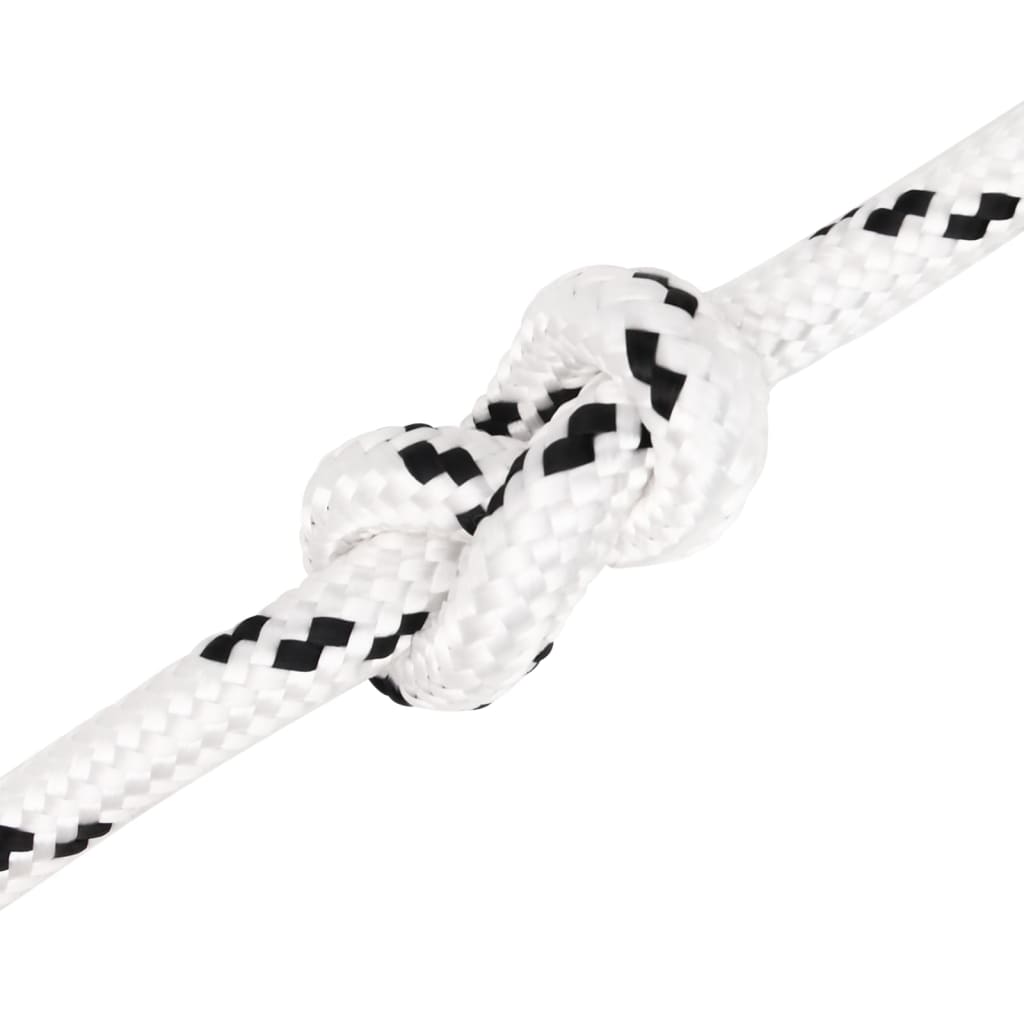 Flettet båttau hvit 12 mm x 25 m polyester