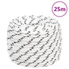 Flettet båttau hvit 12 mm x 25 m polyester