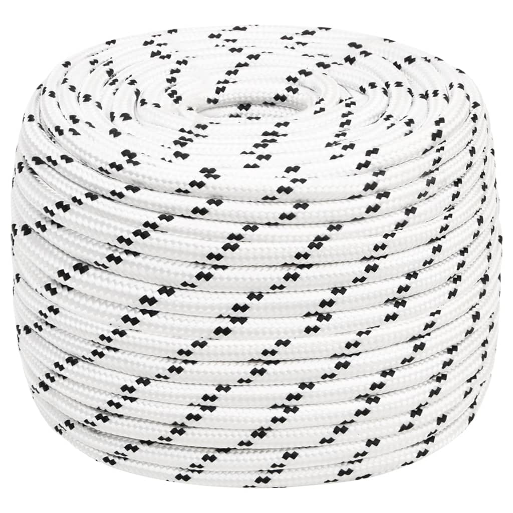 Flettet båttau hvit 14 mm x 25 m polyester