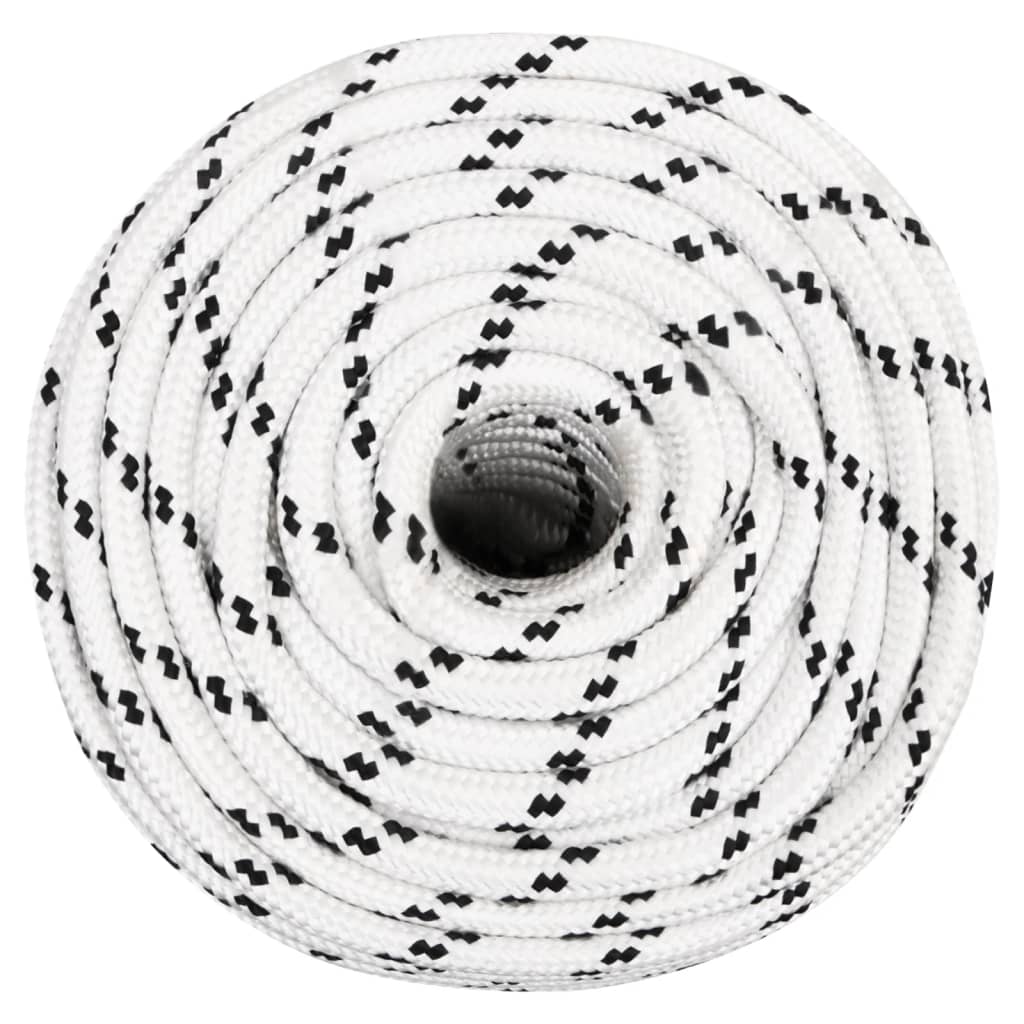 Flettet båttau hvit 14 mm x 25 m polyester