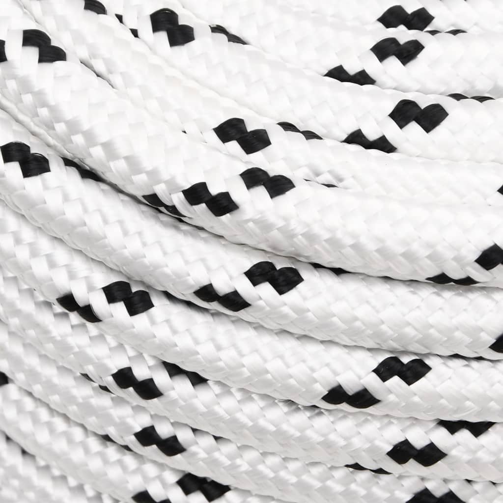 Flettet båttau hvit 14 mm x 25 m polyester