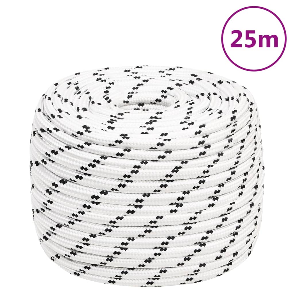 Flettet båttau hvit 14 mm x 25 m polyester