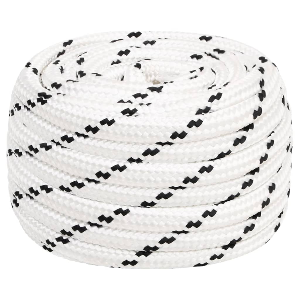 Flettet båttau hvit 20 mm x 50 m polyester