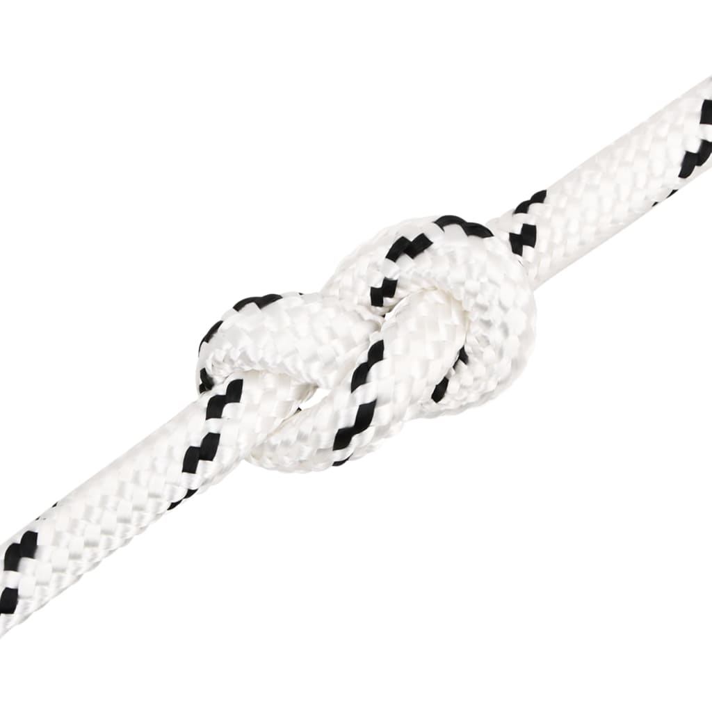 Flettet båttau hvit 20 mm x 50 m polyester