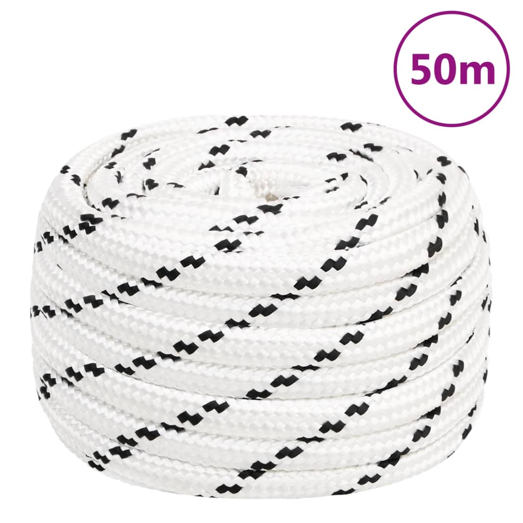 Flettet båttau hvit 20 mm x 50 m polyester