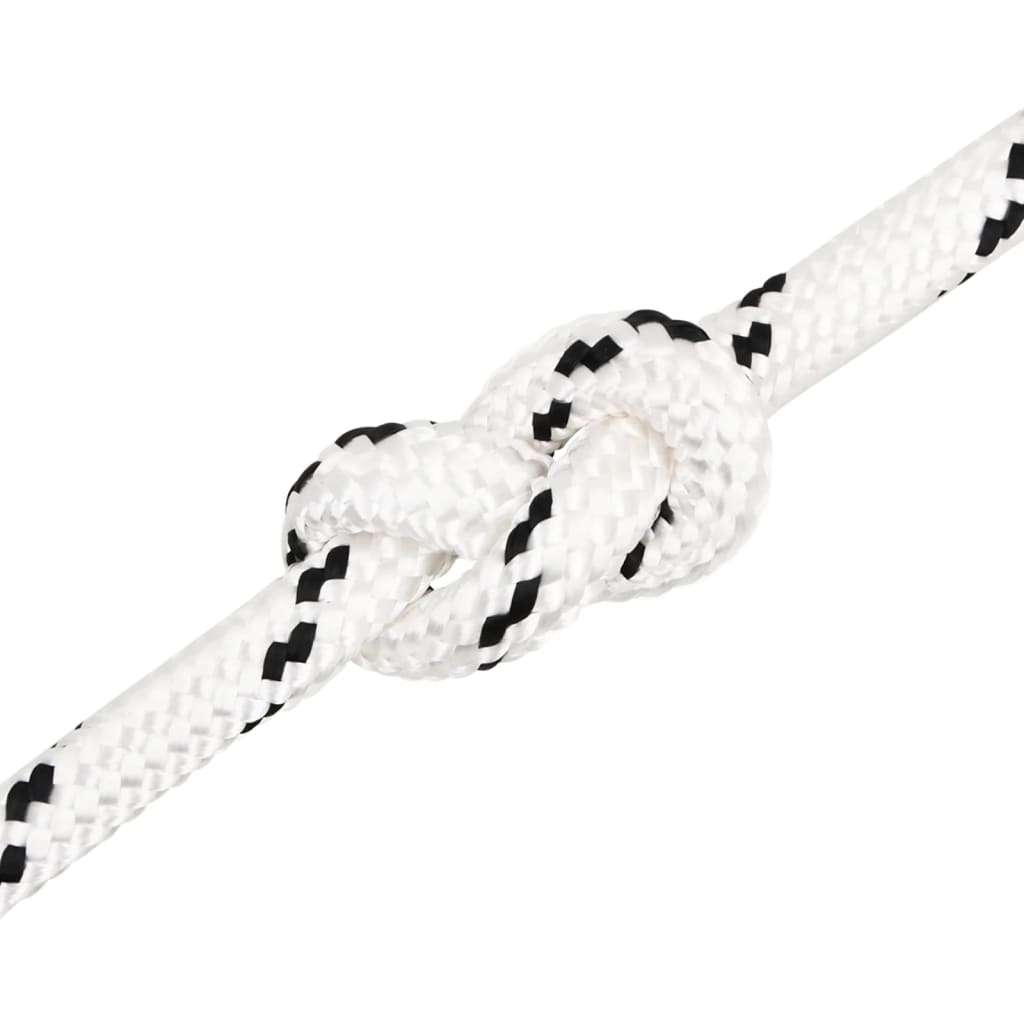 Flettet båttau hvit 20 mm x 100 m polyester