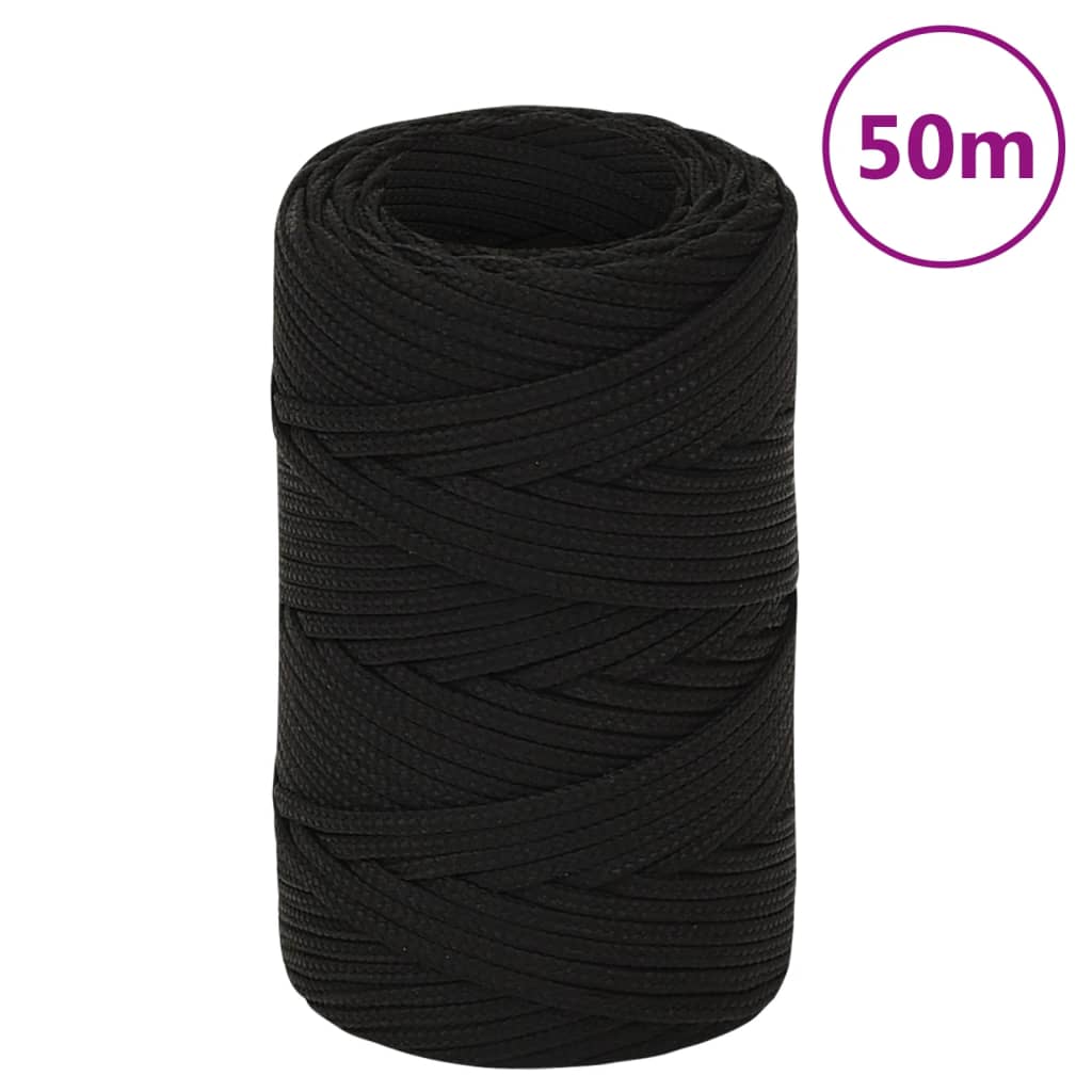 Arbeidstau svart 2 mm 50 m polyester