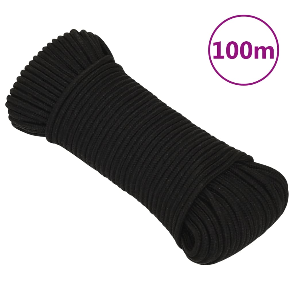 Arbeidstau svart 3 mm 100 m polyester