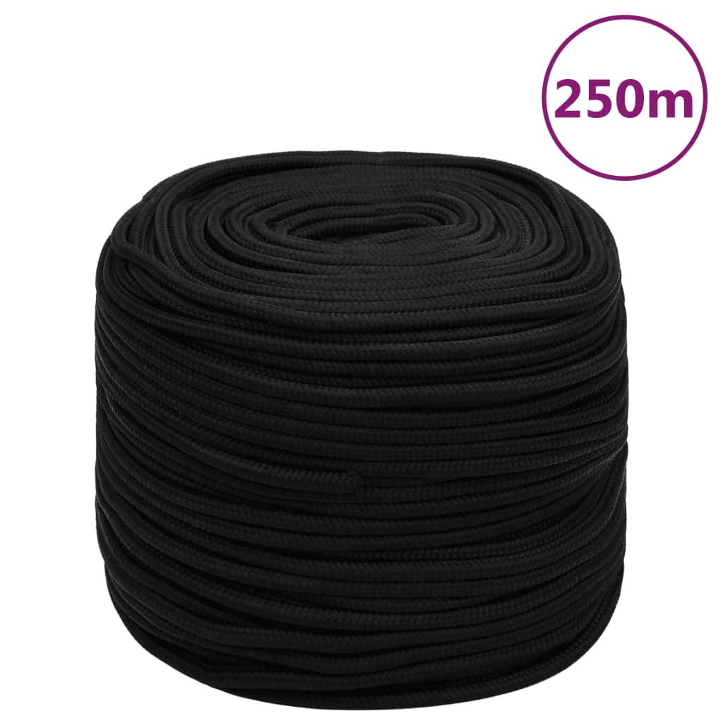 Arbeidstau svart 6 mm 250 m polyester