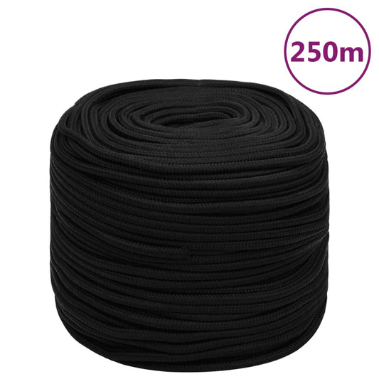 Arbeidstau svart 6 mm 250 m polyester