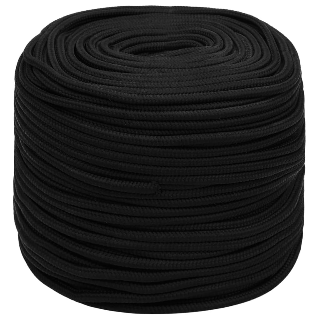 Arbeidstau svart 8 mm 100 m polyester