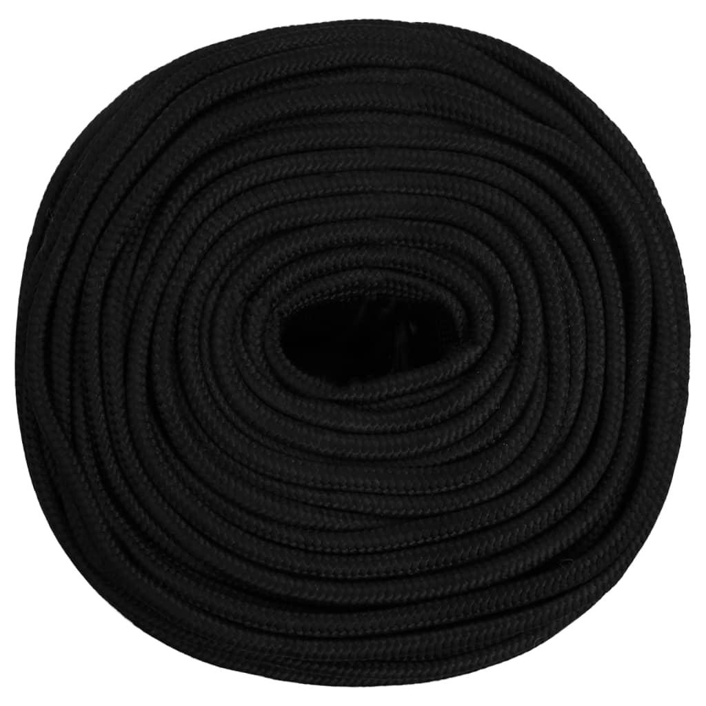 Arbeidstau svart 8 mm 100 m polyester