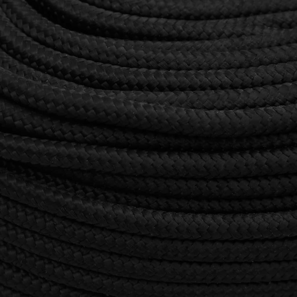 Arbeidstau svart 8 mm 100 m polyester