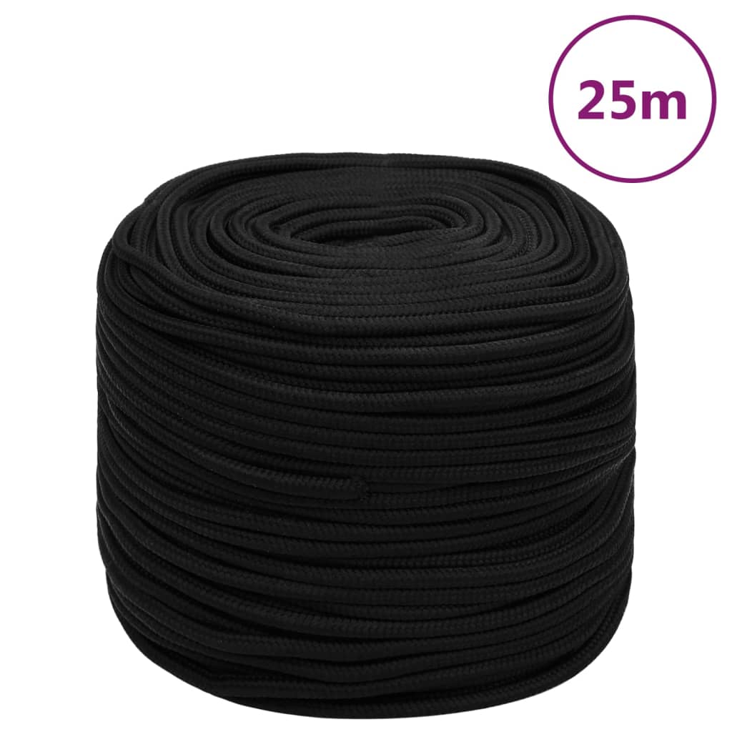 Arbeidstau svart 10 mm 25 m polyester