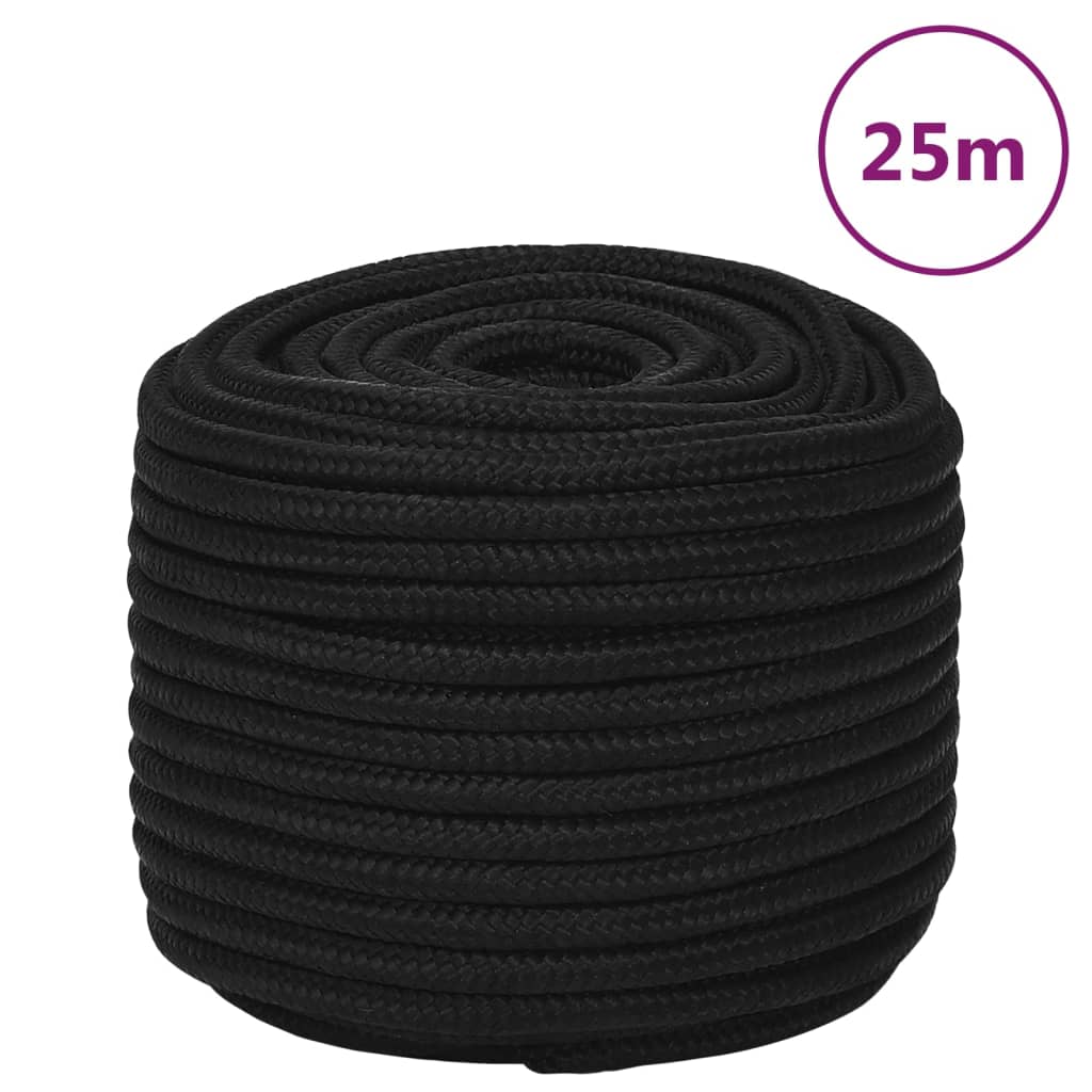 Arbeidstau svart 12 mm 25 m polyester