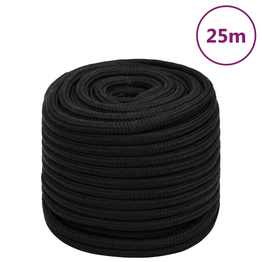 Arbeidstau svart 16 mm 25 m polyester