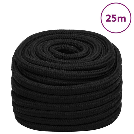 Arbeidstau svart 20 mm 25 m polyester vidaXL
