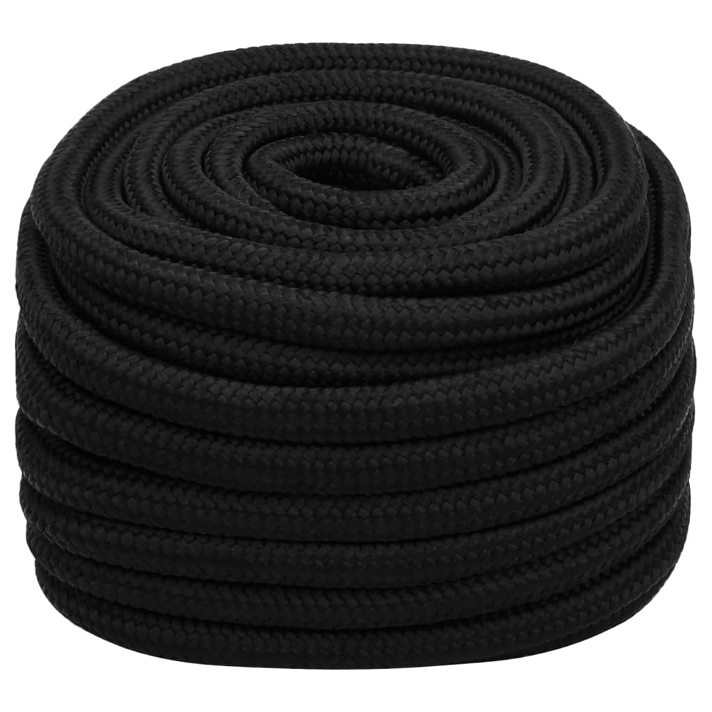 Arbeidstau svart 25 mm 25 m polyester vidaXL