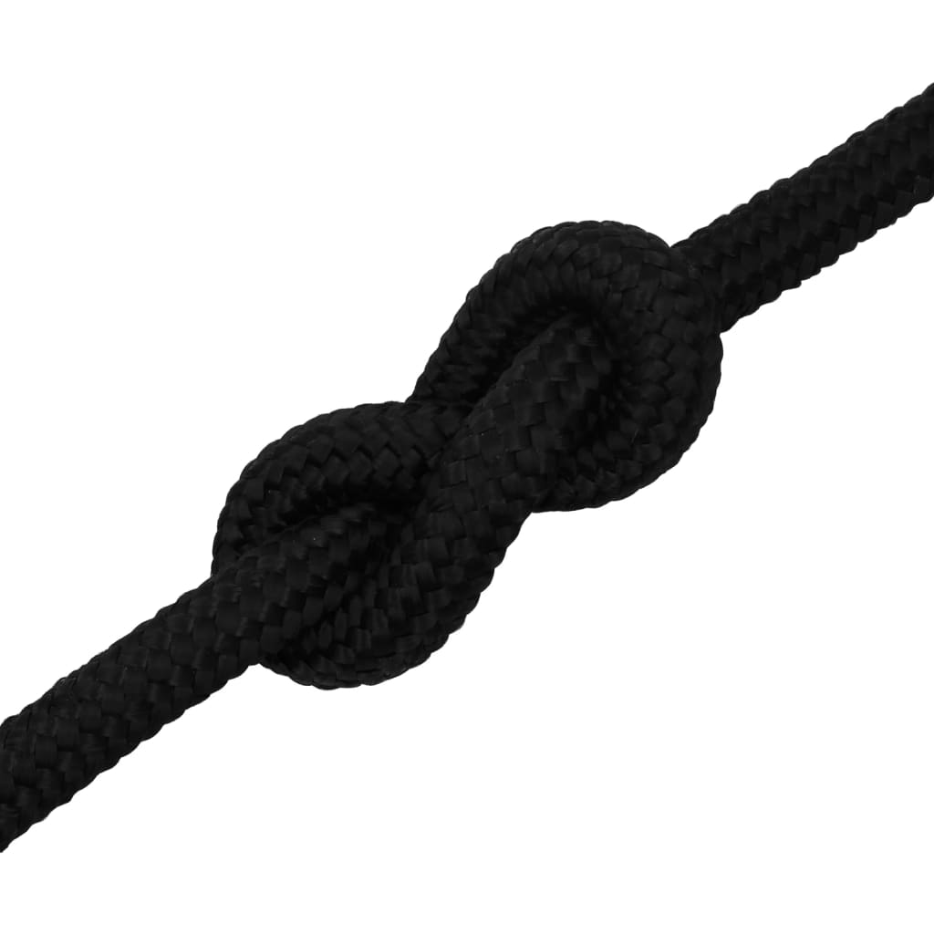 Arbeidstau svart 25 mm 25 m polyester vidaXL